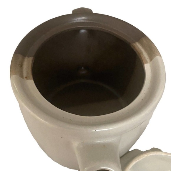 Vintage McCoy Pottery Sandstone Teapot Striped Brown Cream Tan 1418 Signed - Picture 7 of 11